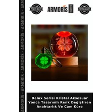 Armoris Delux Serisi Kristal Aksesuar Yonca Tasarımlı Renk Değiştiren Anahtarlık ve Cam Küre
