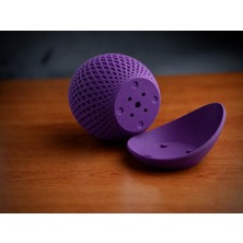Bezos 3D Baskı Küre Saksı - Kafes Dokulu Iki Parçalı Dekoratif Saksı - Mor-Mor BZS10