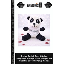 Armoris Delux Serisi Özel Günler Sevgiliye Hediye Seni Seviyorum Tişörtlü Sevimli Peluş Panda