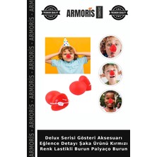 Armoris Delux Serisi Gösteri Aksesuarı Eğlence Detayı Şaka Ürünü Kırmızı Renk Lastikli Burun Palyaço Burun