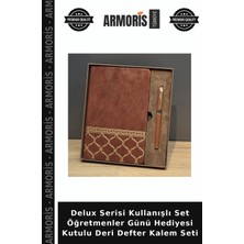 Armoris Delux Serisi Kullanışlı Set Öğretmenler Günü Hediyesi Kutulu Deri Defter Kalem Seti