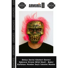 Armoris Delux Serisi Gösteri Gereci Eğlence Ürünü Wild Skull - Bakır Kafatası Pembe Saçlı Iskelet Maske