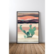 Keyf Home Desert Dawn Siyah Çerçeveli Mdf Tablo Poster Salon Duvar Dekoru Hediye