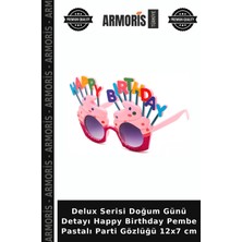 Armoris Delux Serisi Doğum Günü Detayı Happy Birthday Pembe Pastalı Parti Gözlüğü 12X7 cm