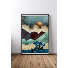 Keyf Home Evening Calm Siyah Çerçeveli Mdf Tablo Poster Salon Duvar Dekoru Hediye
