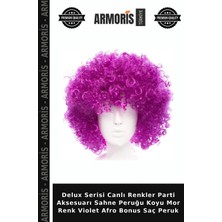 Armoris Delux Serisi Canlı Renkler Parti Aksesuarı Sahne Peruğu Koyu Mor Renk Violet Afro Bonus Saç Peruk