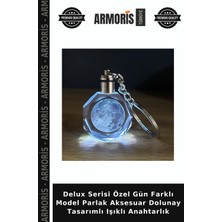 Armoris Delux Serisi Özel Gün Farklı Model Parlak Aksesuar Dolunay Tasarımlı Işıklı Anahtarlık