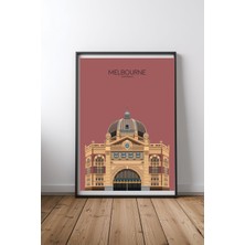 Keyf Home Melbourne Travel Snippet Siyah Çerçeveli Mdf Tablo Poster Salon Duvar Dekoru Hediye