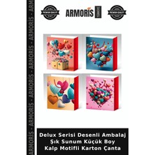 Armoris Delux Serisi Desenli Ambalaj Şık Sunum Küçük Boy Kalp Motifli Karton Çanta