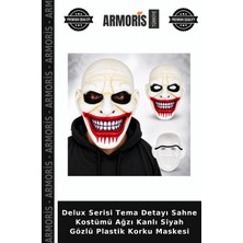 Armoris Delux Serisi Tema Detayı Sahne Kostümü Ağzı Kanlı Siyah Gözlü Plastik Korku Maskesi