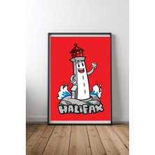 Keyf Home Halifax City Icon Badge Siyah Çerçeveli Mdf Tablo Poster Salon Duvar Dekoru Hediye