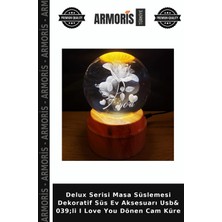 Armoris Delux Serisi Masa Süslemesi Dekoratif Süs Ev Aksesuarı Usb& 039;LI I Love You Dönen Cam Küre