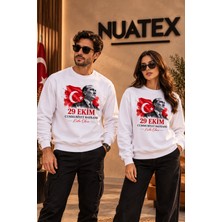 Nuatex 29 Ekim Cumhuriyet Bayramı Özel Tasarım Baskılı 3 Iplik Şardonlu Regular Kalıp Sweatshirt