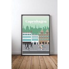 Keyf Home Travel To Copenhagen Siyah Çerçeveli Mdf Tablo Poster Salon Duvar Dekoru Hediye