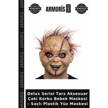 Armoris Delux Serisi Tarz Aksesuar Çaki Korku Bebek Maskesi – Saçlı Plastik Yüz Maskesi