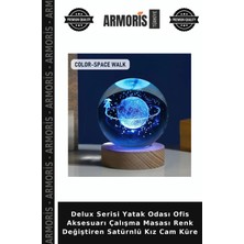 Armoris Delux Serisi Yatak Odası Ofis Aksesuarı Çalışma Masası Renk Değiştiren Satürnlü Kız Cam Küre