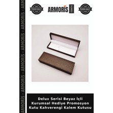 Armoris Delux Serisi Beyaz Içli Kurumsal Hediye Promosyon Kutu Kahverengi Kalem Kutusu