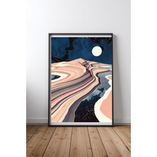 Keyf Home Desert Reflection Siyah Çerçeveli Mdf Tablo Poster Salon Duvar Dekoru Hediye