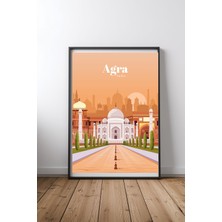 Keyf Home Travel To Agra Siyah Çerçeveli Mdf Tablo Poster Salon Duvar Dekoru Hediye