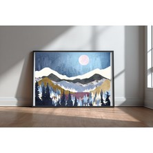 Keyf Home Blueberry Sky Horizontal Siyah Çerçeveli Mdf Tablo Poster Salon Duvar Dekoru Hediye