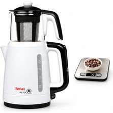 Tefal My Tea Beyaz 0,9 L Cam Demlikli Çay Makinesi BJ201F41 + Onerous Mutfak Tartısı