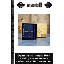 Armoris Delux Serisi Kutulu Ürün Yeni Iş Notluk Pusula Defter ve Roller Kalem Set