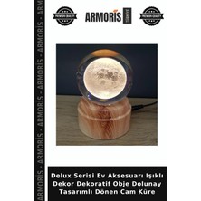Armoris Delux Serisi Ev Aksesuarı Işıklı Dekor Dekoratif Obje Dolunay Tasarımlı Dönen Cam Küre