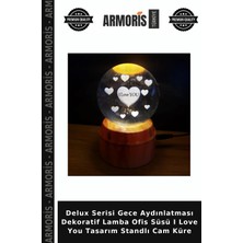 Armoris Delux Serisi Gece Aydınlatması Dekoratif Lamba Ofis Süsü I Love You Tasarım Standlı Cam Küre