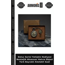Armoris Delux Serisi Yetişkin Hediyesi Nostaljik Aksesuar Hatıra Objesi Türk Bayraklı Köstekli Saat