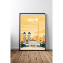 Keyf Home Travel To Munich Siyah Çerçeveli Mdf Tablo Poster Salon Duvar Dekoru Hediye