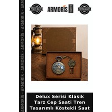 Armoris Delux Serisi Klasik Tarz Cep Saati Tren Tasarımlı Köstekli Saat