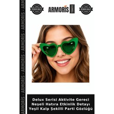 Armoris Delux Serisi Aktivite Gereci Neşeli Hatıra Etkinlik Detayı Yeşil Kalp Şekilli Parti Gözlüğü
