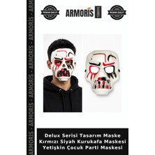 Armoris Delux Serisi Tasarım Maske Kırmızı Siyah Kurukafa Maskesi Yetişkin Çocuk Parti Maskesi