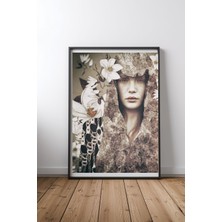 Keyf Home Magnolia Siyah Çerçeveli Mdf Tablo Poster Salon Duvar Dekoru Hediye