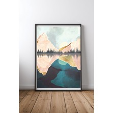 Keyf Home Summer Reflection Siyah Çerçeveli Mdf Tablo Poster Salon Duvar Dekoru Hediye