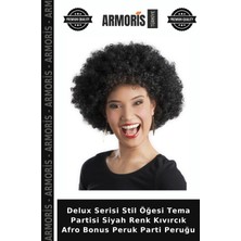 Armoris Delux Serisi Stil Öğesi Tema Partisi Siyah Renk Kıvırcık Afro Bonus Peruk Parti Peruğu