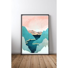 Keyf Home Mint Mountains Siyah Çerçeveli Mdf Tablo Poster Salon Duvar Dekoru Hediye