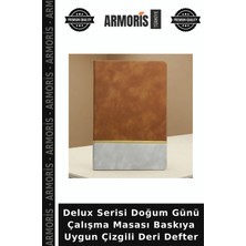 Armoris Delux Serisi Doğum Günü Çalışma Masası Baskıya Uygun Çizgili Deri Defter