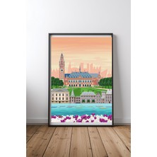 Keyf Home The Hague Travel Print Siyah Çerçeveli Mdf Tablo Poster Salon Duvar Dekoru Hediye