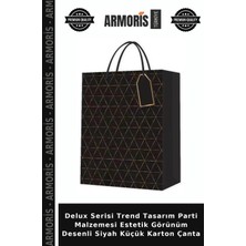 Armoris Delux Serisi Trend Tasarım Parti Malzemesi Estetik Görünüm Desenli Siyah Küçük Karton Çanta