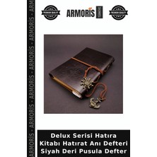 Armoris Delux Serisi Hatıra Kitabı Hatırat Anı Defteri Siyah Deri Pusula Defter