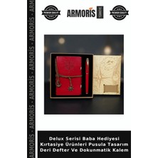 Armoris Delux Serisi Baba Hediyesi Kırtasiye Ürünleri Pusula Tasarım Deri Defter ve Dokunmatik Kalem