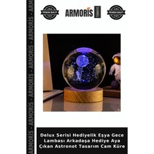 Armoris Delux Serisi Hediyelik Eşya Gece Lambası Arkadaşa Hediye Aya Çıkan Astronot Tasarım Cam Küre
