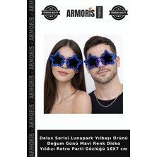 Armoris Delux Serisi Lunapark Yılbaşı Ürünü Doğum Günü Mavi Renk Disko Yıldızı Retro Parti Gözlüğü 16X7 cm