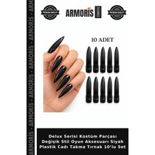 Armoris Delux Serisi Kostüm Parçası Değişik Stil Oyun Aksesuarı Siyah Plastik Cadı Takma Tırnak 10’lu Set