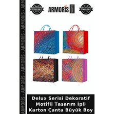 Armoris Delux Serisi Dekoratif Motifli Tasarım Ipli Karton Çanta Büyük Boy