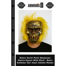Armoris Delux Serisi Parti Aksesuarı Hatıra Eşyası Wild Skull - Bakır Kafatası Sarı Saçlı Iskelet Maske