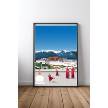 Keyf Home Tibet Travel Print Siyah Çerçeveli Mdf Tablo Poster Salon Duvar Dekoru Hediye