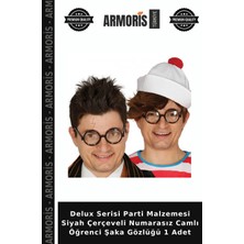 Armoris Delux Serisi Parti Malzemesi Siyah Çerçeveli Numarasız Camlı Öğrenci Şaka Gözlüğü 1 Adet