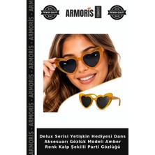 Armoris Delux Serisi Yetişkin Hediyesi Dans Aksesuarı Gözlük Modeli Amber Renk Kalp Şekilli Parti Gözlüğü